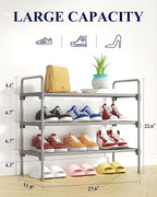 Kitsure Shoe Rack for Closet, Shoe Storage, 27.6" Wide - 3 Tiers, Grey | Shoe Organizer for Closet, Entryway, Living Room, Space-Saving Shoe Shelf, Sturdy Zapateras Organizer - Image 2