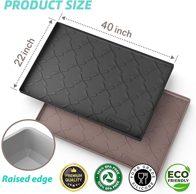 SIKADEER Waterproof Under Sink Mat 40" x 22" Silicone Mat Cabinet Protector - Image 3
