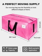 HOMESURE Supports 200lbs Heavy Duty Moving Bags - Strong Zipper & Wrap-Around Handles - Water-Resistant Storage Totes, Durable Alternative to Moving Boxes - 8 Pack - Pink - Image 5