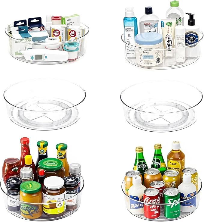 6 Pack Lazy Susan 11.5" Turntable Rotating Spin Organizer Storage by YCLADEC