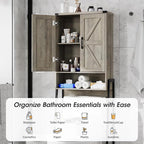 Vabches Over The Toilet Storage Cabinet with 2-Door Design Bathroom Organizers and Storage with Anti-Tip Device Over Toilet Organizer with Shelves for Bathroom,Restroom,Laundry Grey - Image 5