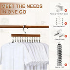 Closet Organizer with 12 Clips, Space Saving Hangers for Clothes, Hanging Closet Organizers and Storage, Wooden Socks Hats Pants Hangers with Clips, for Small Room Organization (2 Pack) - Image 5
