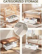 Under Bed Storage with Wheels, 10 inches Under Bed Storage Containers, 65L XXL Large Adjustable Underbed with Lids, Rolling Underbed Storage bins for Shoes, Clothes, Blankets, White - Image 7
