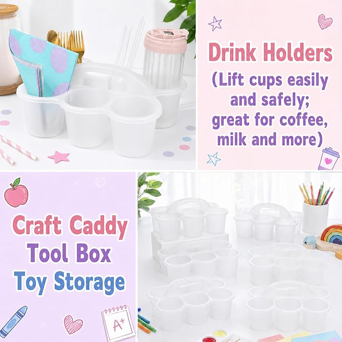 gisgfim 6 Pack Classroom Caddy Organizer with Handle, 6 Compartments, Clear - Image 5