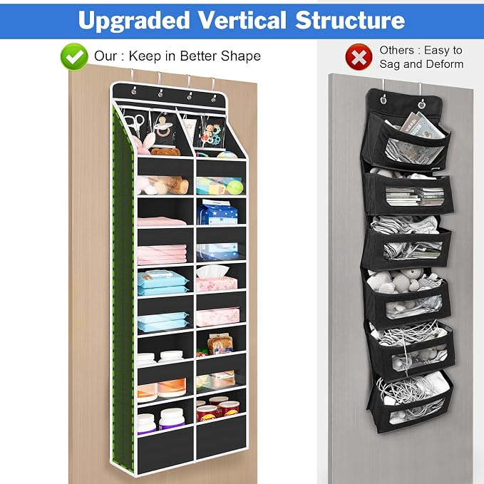 Univivi Upgraded Over the Door Organizer for Baby Nursery, Black, 6-Shelf - Image 7