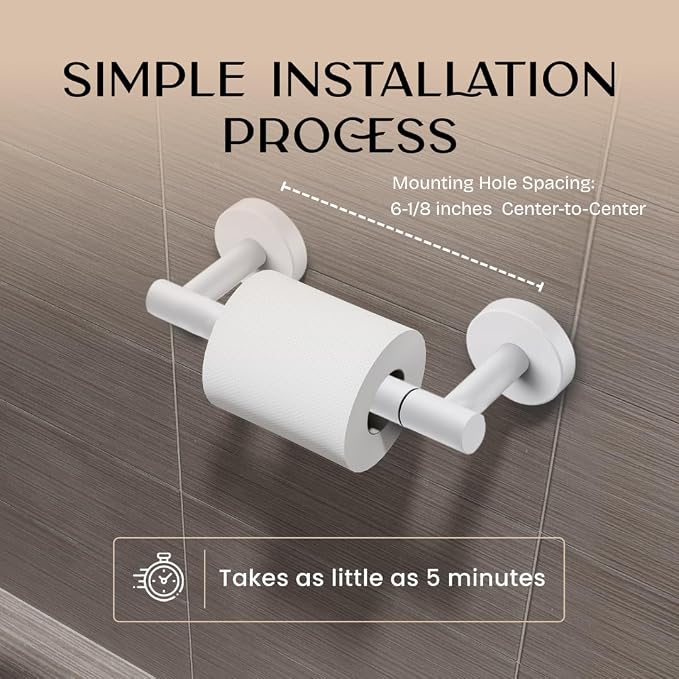 Day Moon™ - Toilet Paper Holder - Modern Roll Holder for Bathroom - 1 Pack - Wall Mount - Classic, White - Image 5