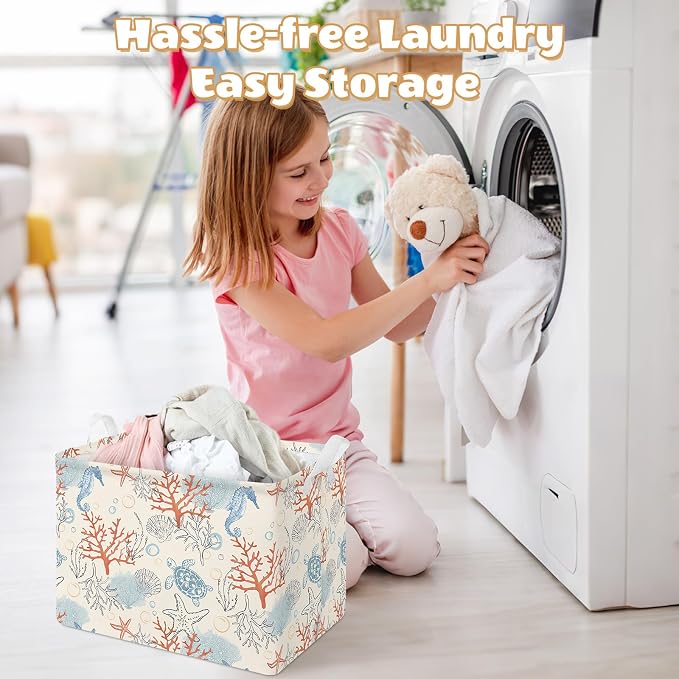 Collapsible Storage Basket Collapsible Fabric Laundry Basket with Handles - Image 6
