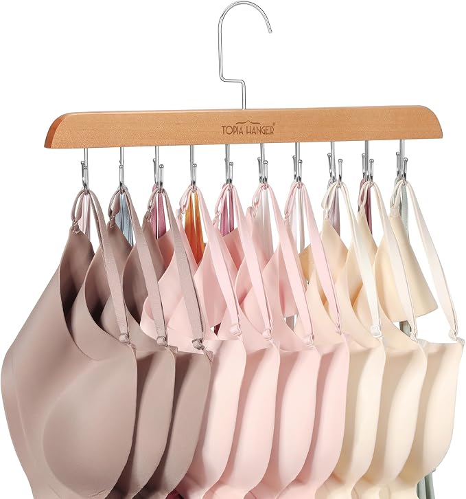 TOPIA HANGER Bra Hanger for Closet, Tank Top Hangers Space Saving Natural by TOPIAHANGER