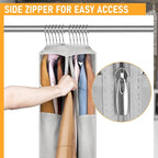MISSLO 10" Gusseted Garment Bags for Hanging Clothes 40"+60" Clear Suit Bags for Closet Storage Dress Bag for Gowns Long Coat Protector, 3 Packs, Grey - Image 4