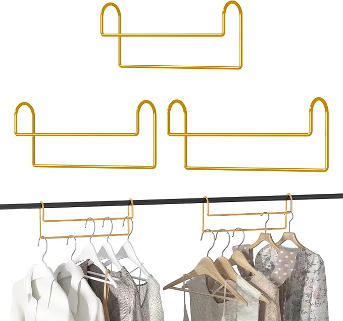 Space Saving Hangers for Clothes: 3 Pack 12 inch Magic Hanger Closet Organizer Metal Heavy Duty Hangers for Shirt Coat Pants Skirt Sorting Storage - Gold by KarlliuHOMEGARDEN