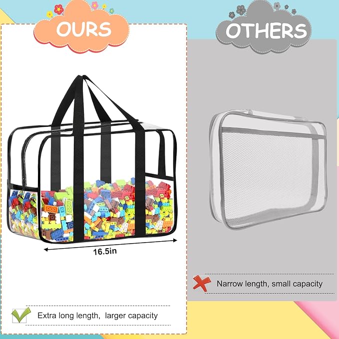 6 Pcs XXL Toy Storage Bags with Labels Reusable Clear Toy Organizer - Image 5