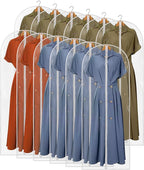 60" Dress Bags for Gowns, 12 Packs All Clear Garment Bags for Hanging Clothes, Plastic Waterproof Dress Cover with Zipper for Dresses, Coats, Uniforms (Set of 12) by Perber