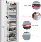 Over The Door Organizer 6-Shelves and 12 Side Pockets, Over The Door Storage for Bathroom Bedroom Nursery, Hanging Door Organizers for Baby Diapers and Kids Toys (13"x5"x54", Grey) - Image 4