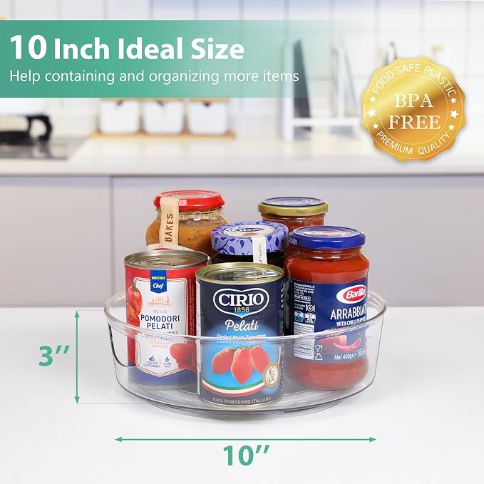 Guzon 2 Pack Lazy Susan Turntable, 10 Inch Rotating Organizer with Handles - Image 5