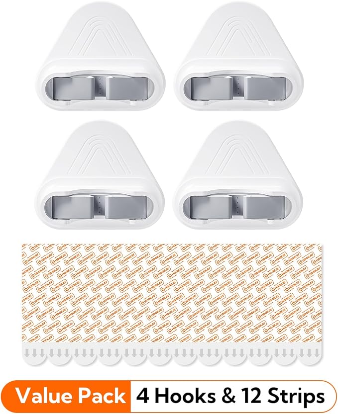 hookay 10lbs Broom and Mop Grippers Wall Hooks, 4 Hangers and 12 Adhesive Strips, Damage-Free No Tools Hanging Organizer for Home Organization, Holds up to 10 lb - Image 8