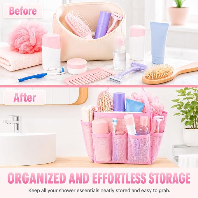 Mesh Shower Caddy Portable - 9 Pockets for College Dorm Room Essential - Image 5