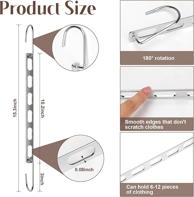 24 Pack Space Saving Hangers for Clothes Collapsible Metal Hangers Space Saving for Organization and Storage Hanger Organizer for Heavy Clothes Apartment College Dorm Room Essentials,Silver - Image 3