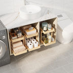 APRTAT 2 Pack Bamboo Under Sink Organizer, 2-Tier Pull Out Storage Drawers - Image 3