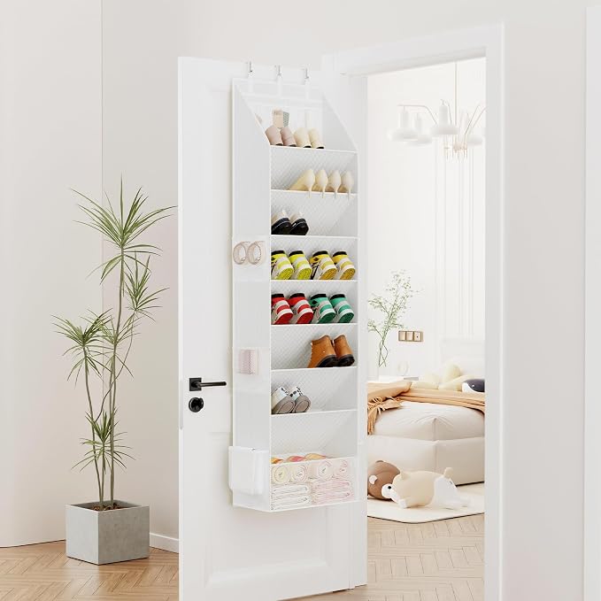 Criusia Shoe Storage, Over the Door Shoe Organizer, Hanging Closet Shoe Storage with Large Deep Pockets, Fits 16–24 Pairs of Sneakers, Sandals, Boots, White - Image 8