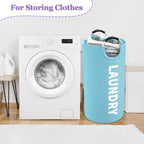 95L Foldable Blue Laundry Basket with Handles, Big Clothes Hamper for Bedroom, Dirty Clothes Basket Stand Upright, Portable Laundry Bag for Dorm, Nursery, Family, Blue - Image 7