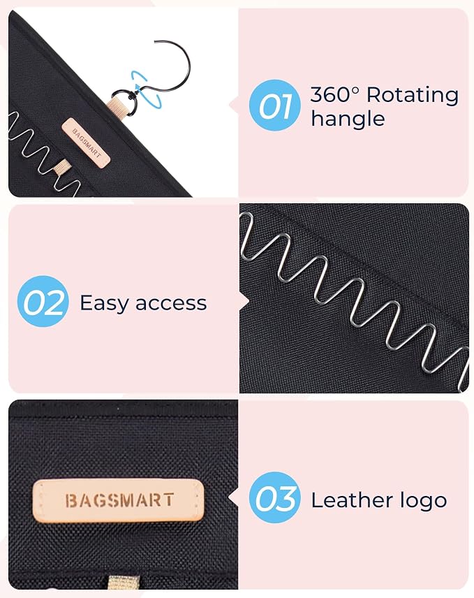 BAGSMART Hanging Necklaces Organizer Jewelry Holder, 1 piece, Large Black - Image 7