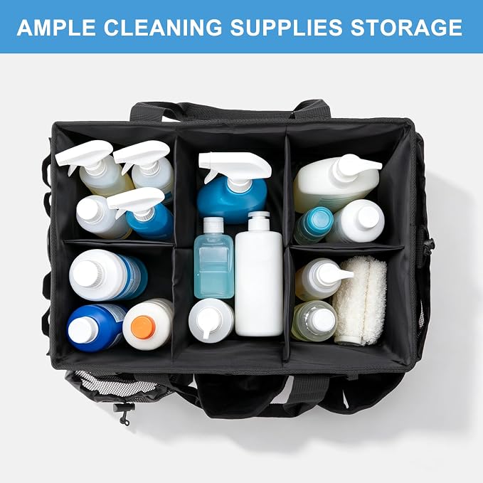 Large Cleaning Caddy Organizer, Adj Straps & Board Dividers - Image 4