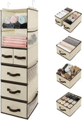 GRANNY SAYS Hanging Closet Organizer, 5 Drawers, 6 Shelves, 6 Pockets | Hanging Closet Organizer with 5 Different Drawer Designs, 6 Shelves & Reinforced Structure for Organized Small Space, Beiges by GRANNYSAYS