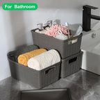 6 Pack Plastic Storage Baskets with Lid,Grey Stackable Bins - Image 6