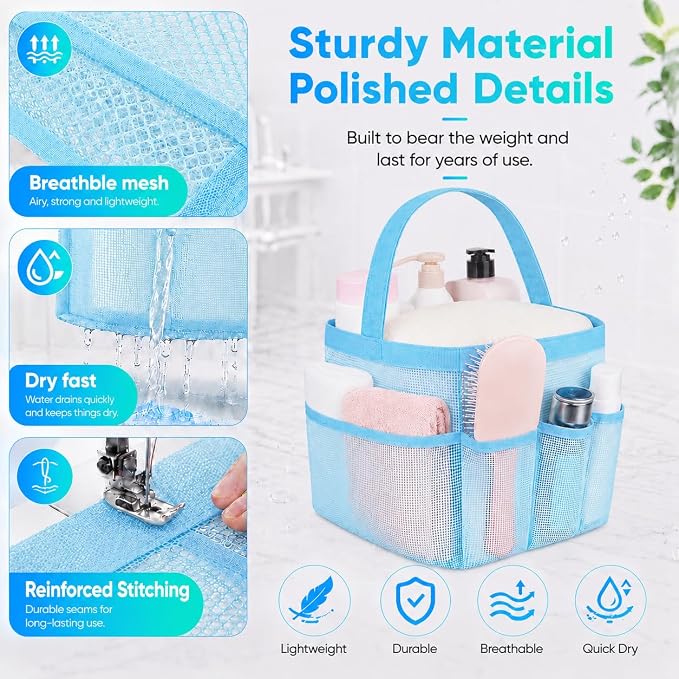 Mesh Shower Caddy Portable - 9 Pockets for College Dorm Room Essential - Image 3