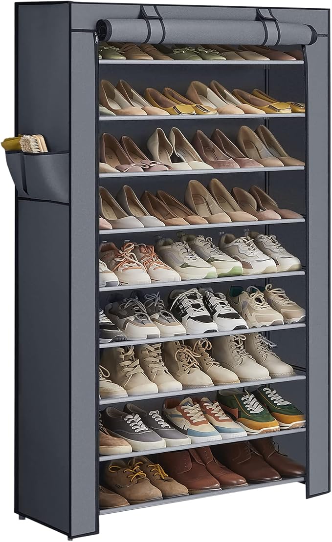 SONGMICS 10-Tier Shoe Rack with Cover, Shoe Storage Cabinet for 40-50 Pairs by Unknown