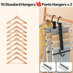 Pants Hangers Space Saving - 2 Pack Closet Organizer and Storage Jean Hangers, Stainless Steel Anti-Slip Clothes Hanger Scarf Holder for Pants Jeans Leggings Trousers Pant Rack, Black - Image 7