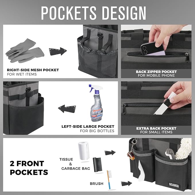 SCAVATA Compact Wearable Cleaning Caddy with Handle & Shoulder Straps - Image 2