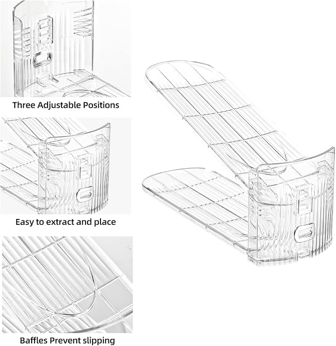 Shoe Slots Organizer，20 Pack Clear Shoe Stackers for a Pair of Shoes,Adjustable Shoe Rack with Three Levels，Shoe Storage Shoe Space Saver - Image 4