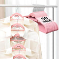 Velvet Felt Stackable Hangers 50 Pack, Thin & Space Saving, Pink | Non Slip, 15Lbs Capacity Heavy Duty With 360° Swivel Hook, Shoulder Notches, No Shoulder Bump, for Coat Suit Shirt Dress by UEAKPIC