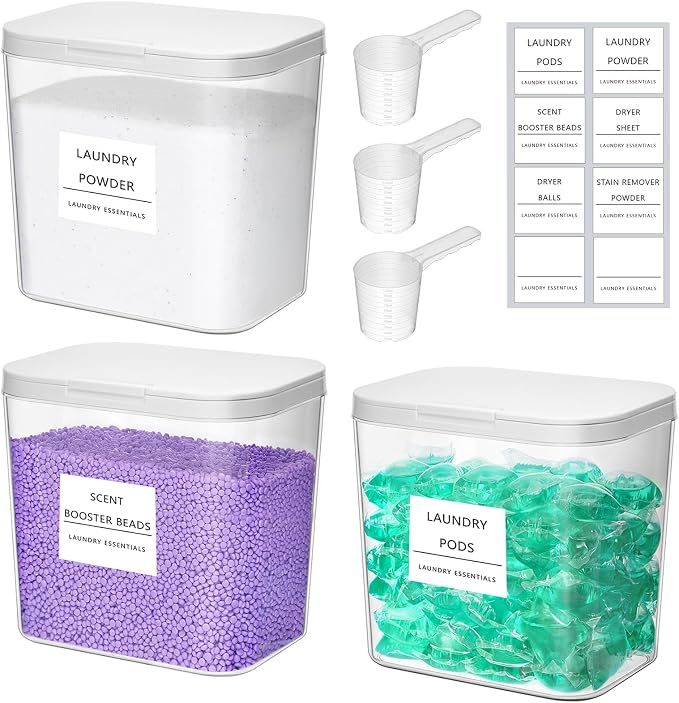 Lifewit Laundry Pods Container with Pop-up Lid, 0.72gal, 3 Pcs by Lifewit