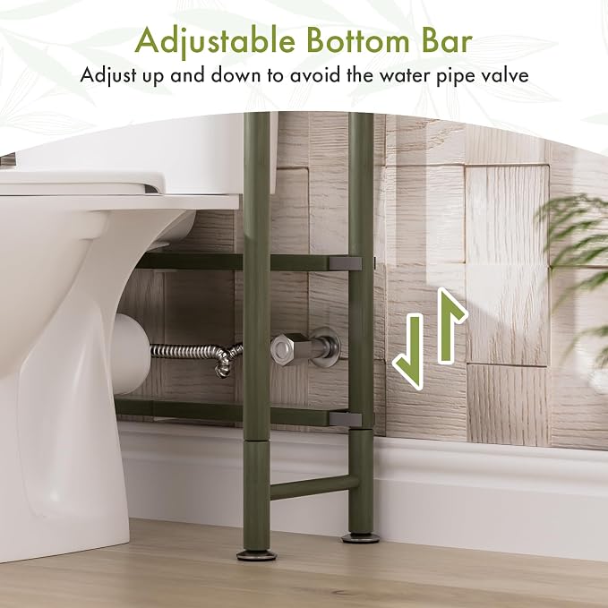 AmazerBath Bamboo Over The Toilet Storage Shelf, 3-Tier Over Toilet Bathroom Organizer Rack, Bathroom Shelves Over Toilet Space Saver, Forest Green - Image 7