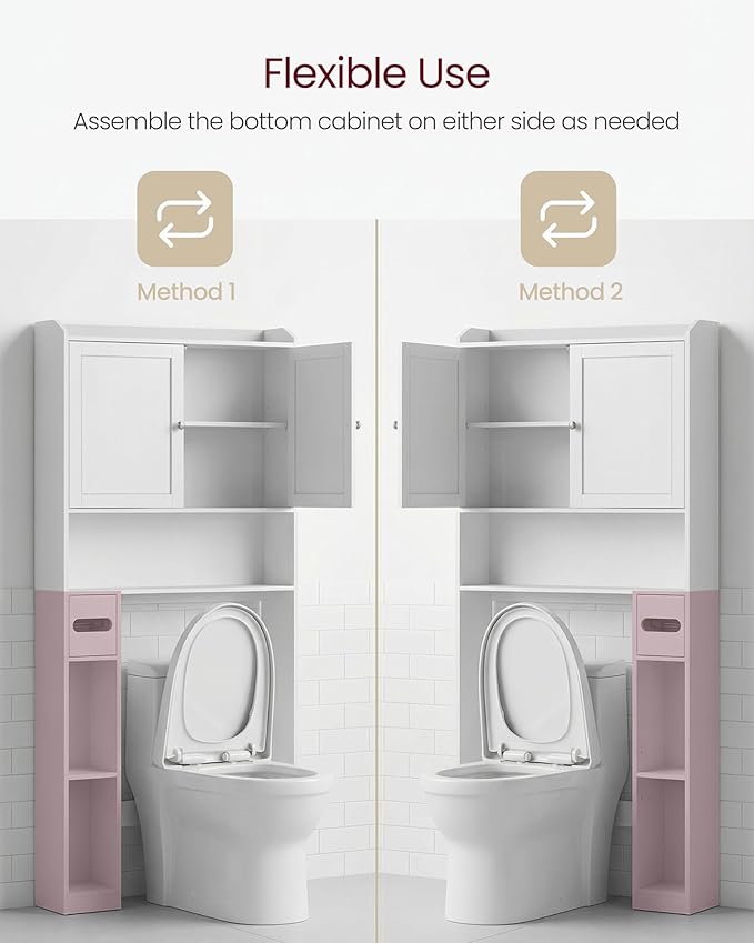 VASAGLE Over the Toilet Storage Cabinet, Doors, Adjustable Shelves, 31.1''W - Image 5