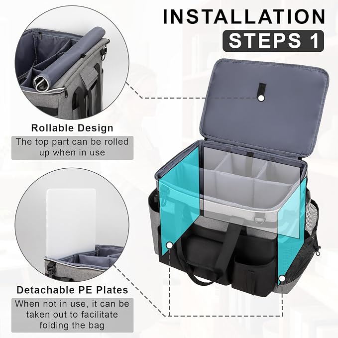Large Rolling Cleaning Caddy with Wheels, Cleaning Supplies Organizer - Image 3