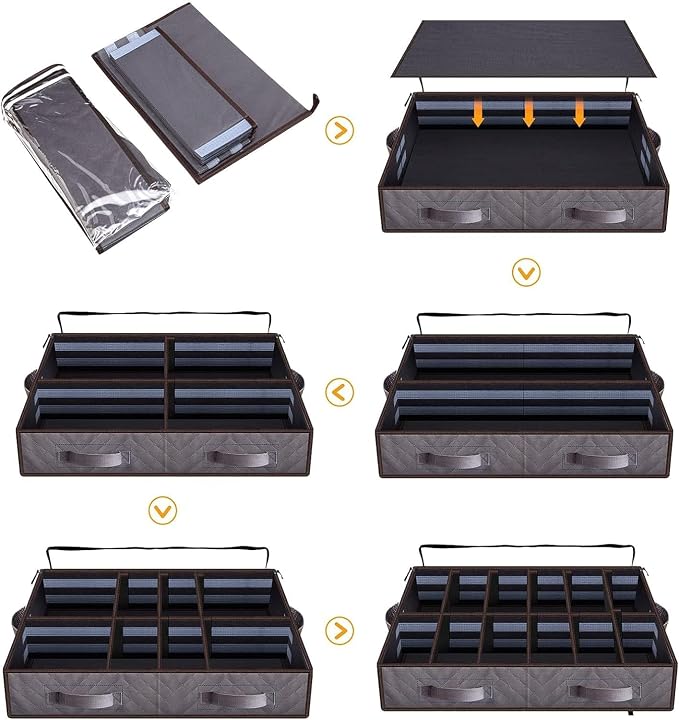 Set of 2, Under Bed Shoe Storage Organizer, Gray - Image 2