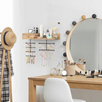 VINAEMO Jewelry Organizer Hanging Wall Mounted Jewelry Holder with Rustic Wood Drawer & Large Capacity Storage Shelf Rack Display for Earrings Rings Necklaces Bracelet - Image 9