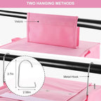 Fixwal Weekly Kids Clothes Organizer 6-Shelf Hanging Closet Storage Pink | Nonwoven Fabric, 6 Daily Shelves, 6 Mesh Side Pockets, 2 Metal Hooks, Foldable Design, for Kids Outfits and Accessories - Image 3