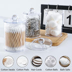 4 Pcs Acrylic Qtip Holder, Cotton Ball Holder Jars with Lids, Clear - Image 4