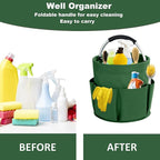 17L Cleaning Caddy with Handle, Cleaning Supplies Organizer, Foldable Storage Basket, Cleaning Supply Caddy, Portable Multi Cleaning Bucket Bag for Home, Garden (Green) - Image 3
