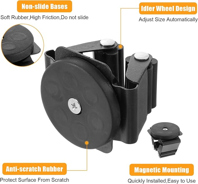 4 Pcs Magnetic Broom Holder Heavy Duty, 12Lbs Magnetic Tool Holder Wall Mount with Anti-Slip Rubber Gripper, No-Drill Mop Broom Holders for Garage Kitchen Laundry RV Van Accessories, Black - Image 3