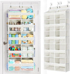 Yecaye Over The Door Organizer, 5 Tier Extra Large Behind Door Storage of 10 Compartments, 80lbs Heavy Duty Door Organizer Hanging with Clear Window for Closet Bedroom Pantry Bathroom, Beige by Yecaye