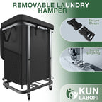 Laundry Basket with Lid,150L Rolling Laundry Hamper with Wheels Black - Image 5