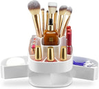 Masirs Small 360 Rotating Makeup Organizer, 5 Compartments, Square White by Masirs