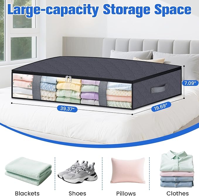 TasticTotes 4 Pack Under Bed Storage Containers, 90L Blanket Storage Bags - Image 2