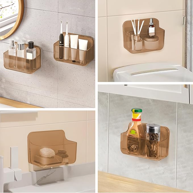 CGBE 2-Pack Cabinet Door Organizer, Self Adhesive Bathroom Shelves, Amber - Image 6