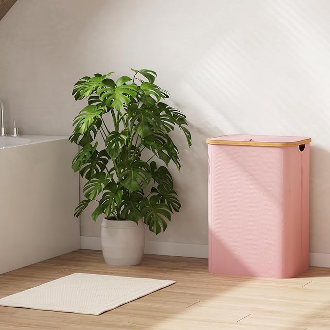 Lifewit 80L Large Laundry Basket with Lid, Removable Bags, Pink - Image 8
